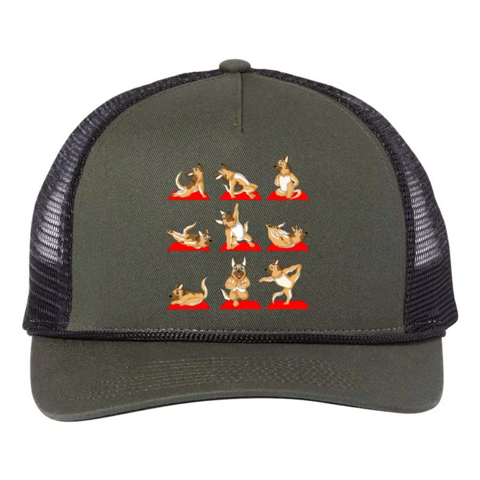 German Shepherd Yoga Retro Rope Trucker Hat Cap