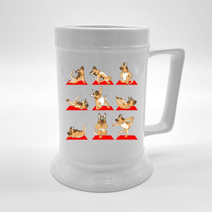 German Shepherd Yoga Front & Back Beer Stein