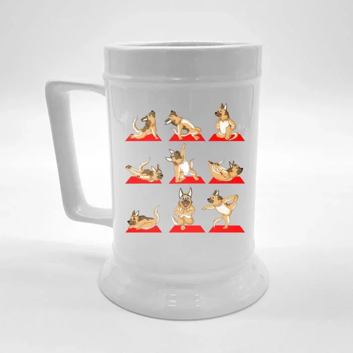 German Shepherd Yoga Front & Back Beer Stein