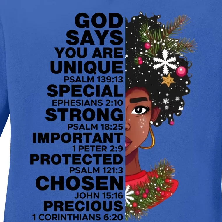 God Says You Are Winter Melanin Queen Black Magic Snow Gift Ladies Long Sleeve Shirt