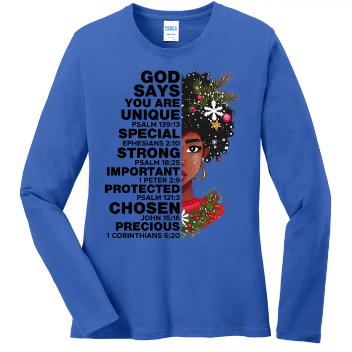 God Says You Are Winter Melanin Queen Black Magic Snow Gift Ladies Long Sleeve Shirt