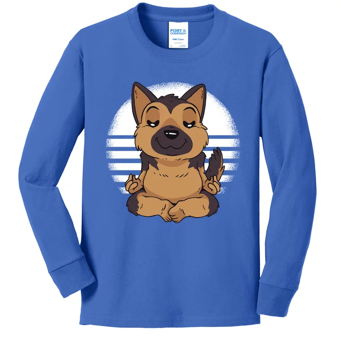 Ger Shepherd Yoga Namaste Gsd Lovers Dog Yoga Pose Gift Kids Long Sleeve Shirt