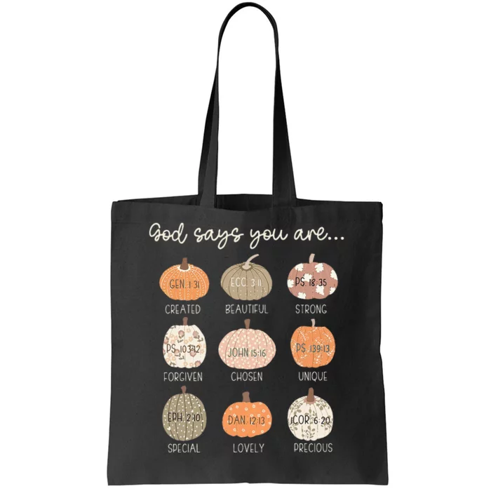 God Say You Are Pumpkin Bible Verses Christian Thanksgiving Tote Bag