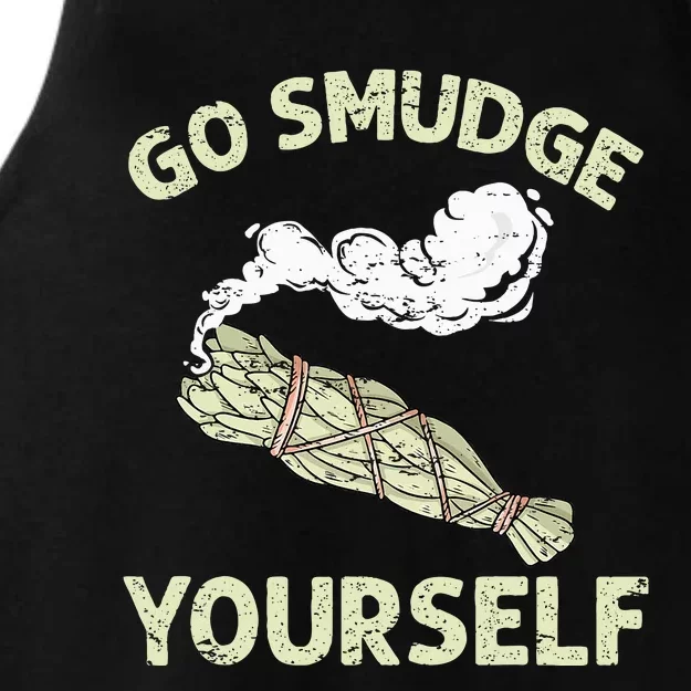 Go Smudge Yourself Native American Funny Smudging Feather Ladies Tri-Blend Wicking Tank