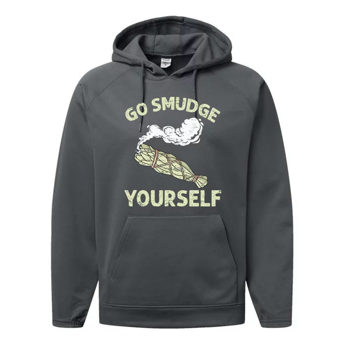 Go Smudge Yourself Native American Funny Smudging Feather Performance Fleece Hoodie