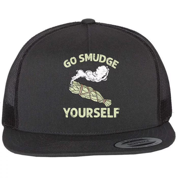 Go Smudge Yourself Native American Funny Smudging Feather Flat Bill Trucker Hat