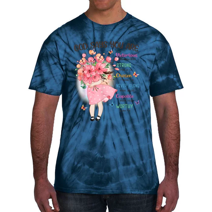 God Says You Are Flowers Girls Christian Bible Verse Kids Tie-Dye T-Shirt