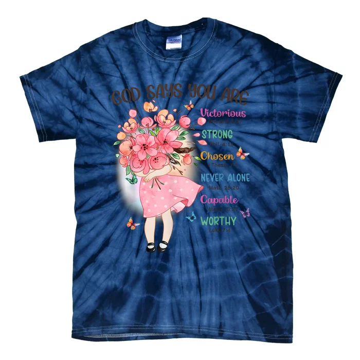 God Says You Are Flowers Girls Christian Bible Verse Kids Tie-Dye T-Shirt