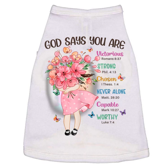 God Says You Are Flowers Girls Christian Bible Verse Kids Doggie Tank