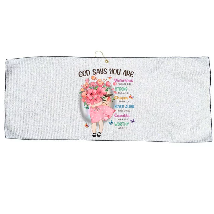 God Says You Are Flowers Girls Christian Bible Verse Kids Large Microfiber Waffle Golf Towel