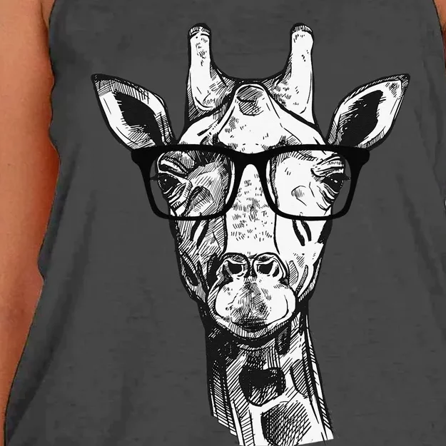 Giraffe Sunglasses Zoo Animal Lovers Safari Giraffes Women's Knotted Racerback Tank