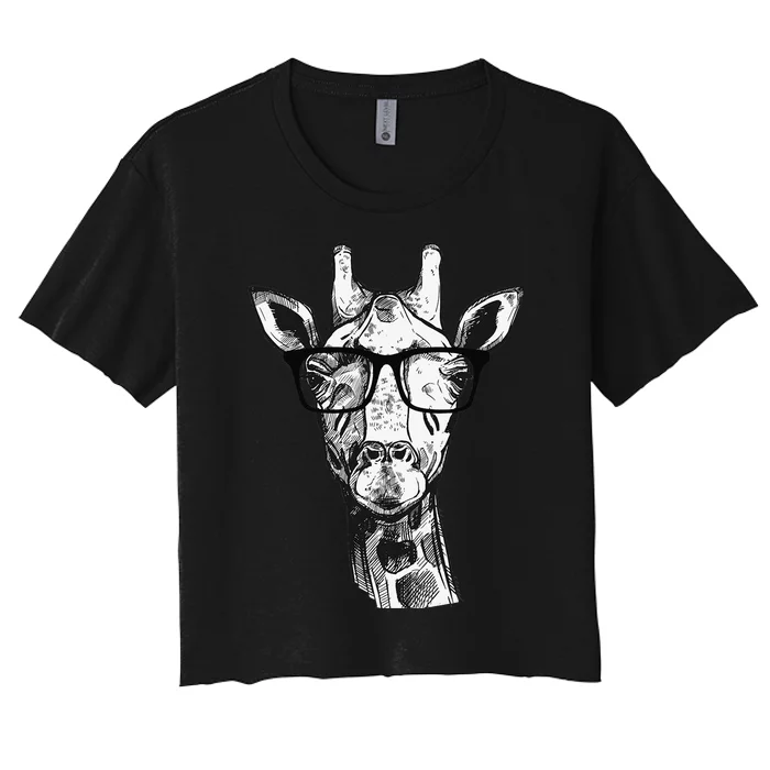 Giraffe Sunglasses Zoo Animal Lovers Safari Giraffes Women's Crop Top Tee