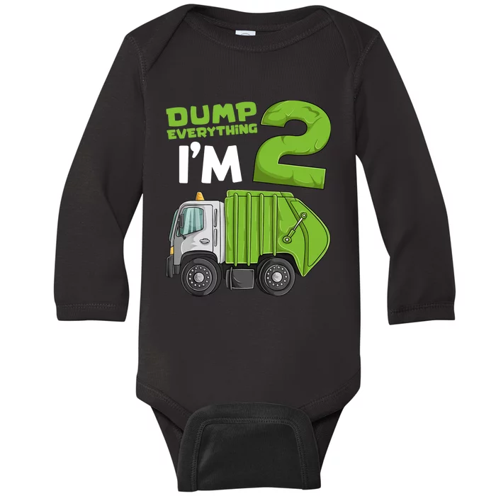 Garbage Truck 2nd Birthday Boy Baby Long Sleeve Bodysuit