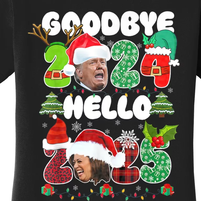 Goodbye Trump 2024 Hello Kamala 2025 Funny Christmas Women's T-Shirt