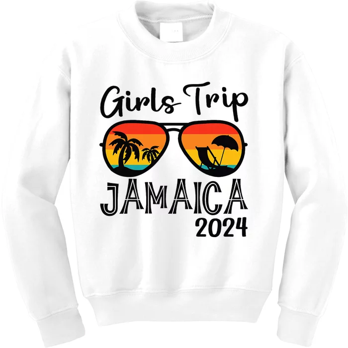 Girl Trip 2024 Weekend Jamaica Vacation Matching Kids Sweatshirt