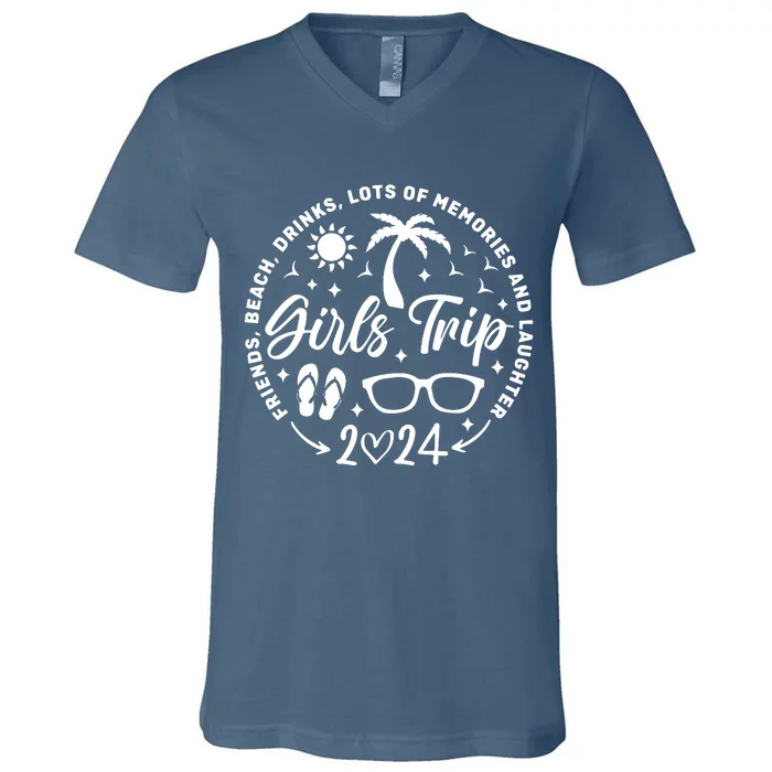 Girl Trip 2024 Girl Vacation Weekend Trip V-Neck T-Shirt