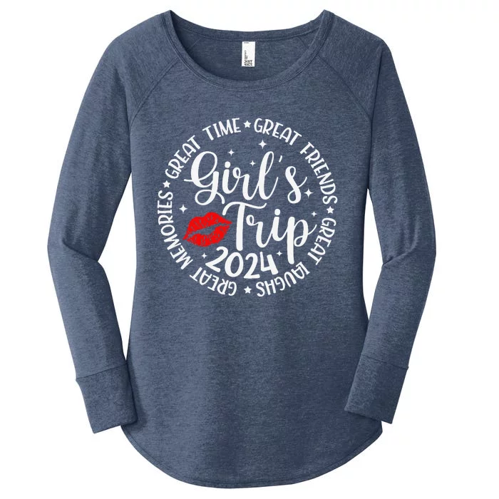 Girl Trip 2024 Funny Weekend Summer 2024 Vacation Matching Women's Perfect Tri Tunic Long Sleeve Shirt