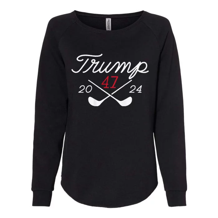 Golf Trump 47 2024 (On Back) Womens California Wash Sweatshirt