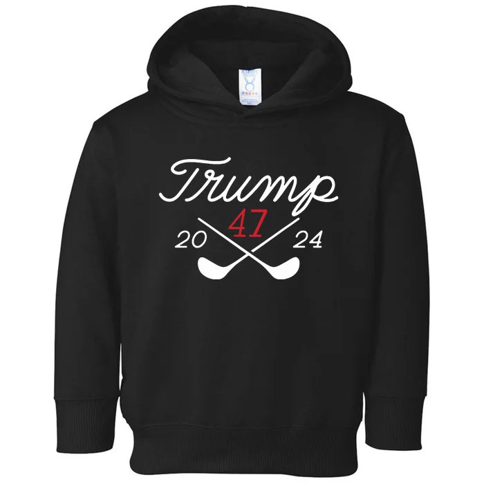 Golf Trump 47 2024 On Back Toddler Hoodie