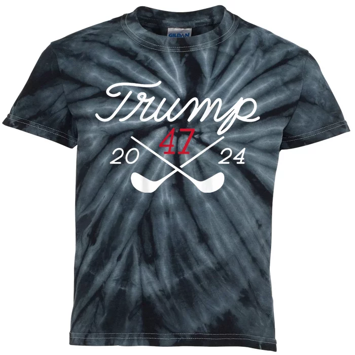 Golf Trump 47 2024 Kids Tie-Dye T-Shirt