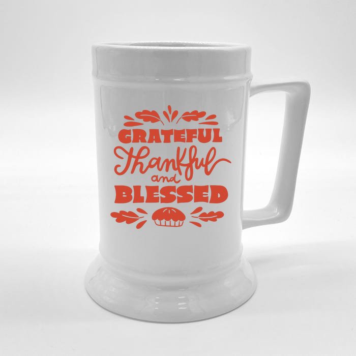 Grateful Thankful And Blessed Thanksgiving Front & Back Beer Stein