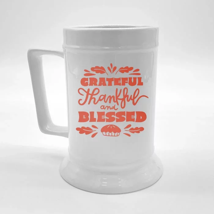 Grateful Thankful And Blessed Thanksgiving Front & Back Beer Stein