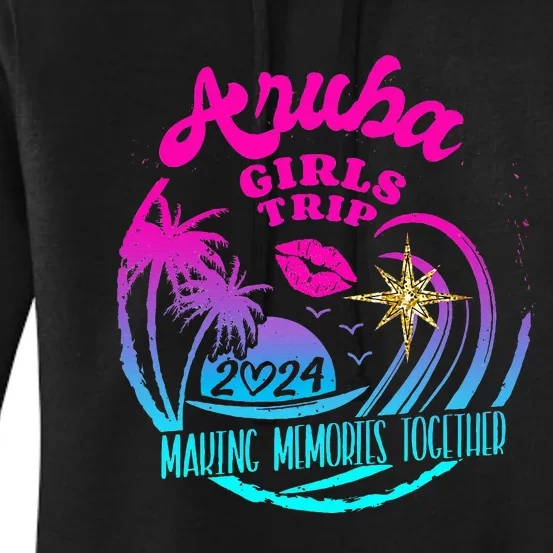 Girl Trip Aruba 2024 Beach Weekend Birthday Squad Women's Pullover Hoodie