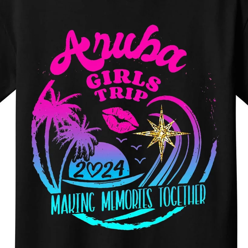 Girl Trip Aruba 2024 Beach Weekend Birthday Squad Kids T-Shirt