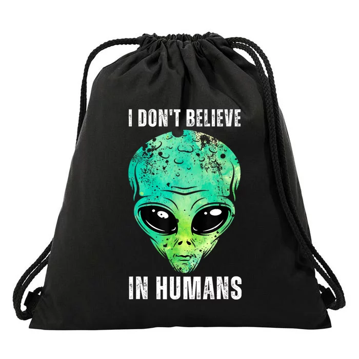 Green Turquoise Alien Face Halloween Costume Drawstring Bag