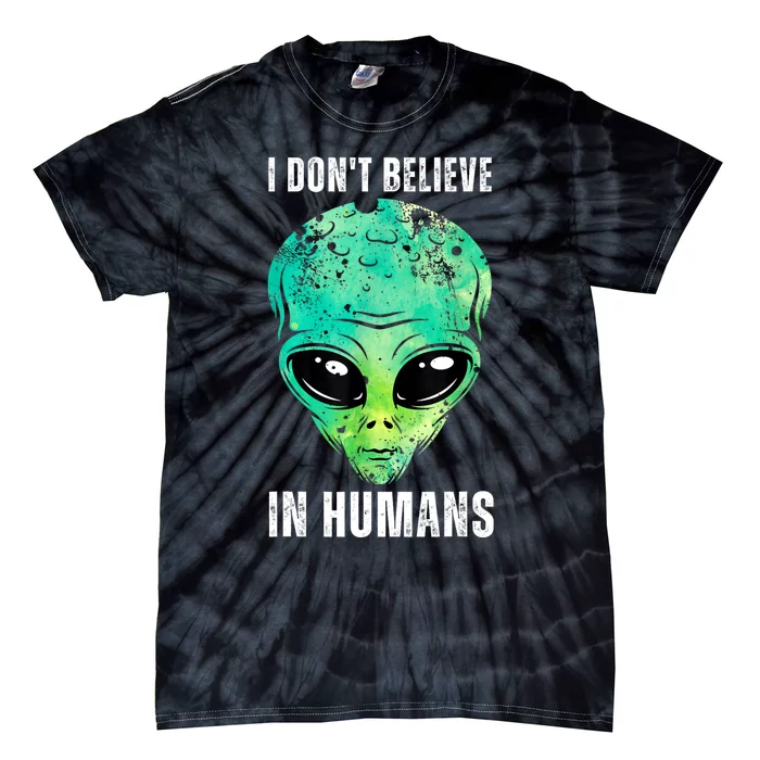 Green Turquoise Alien Face Halloween Costume Tie-Dye T-Shirt