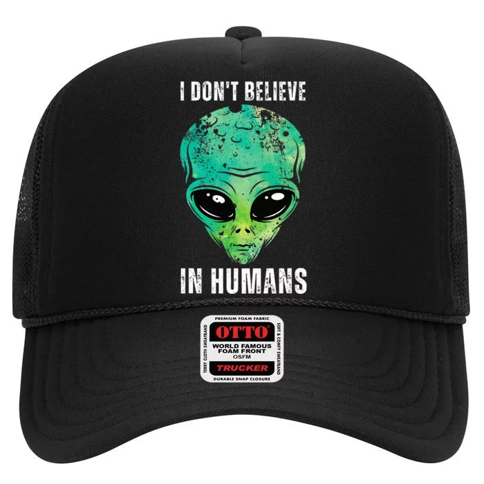 Green Turquoise Alien Face Halloween Costume High Crown Mesh Trucker Hat