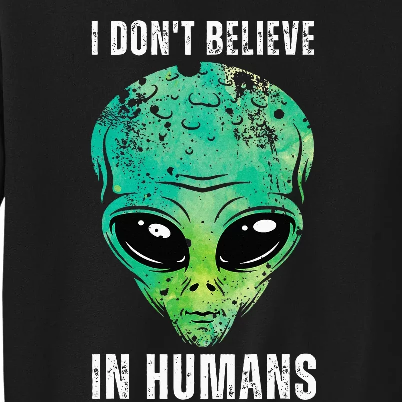 Green Turquoise Alien Face Halloween Costume Tall Sweatshirt