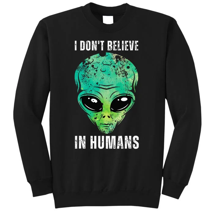 Green Turquoise Alien Face Halloween Costume Tall Sweatshirt