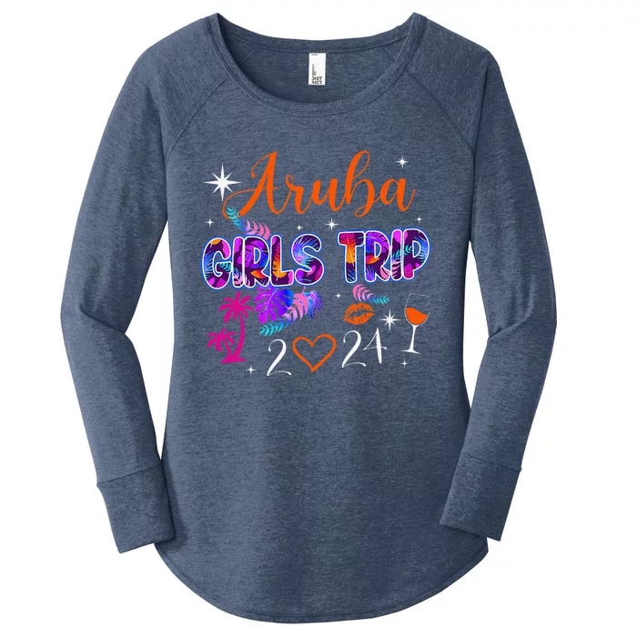 Girl Trip Aruba 2024 Weekend Hello Summer 2024 Vacation Women's Perfect Tri Tunic Long Sleeve Shirt