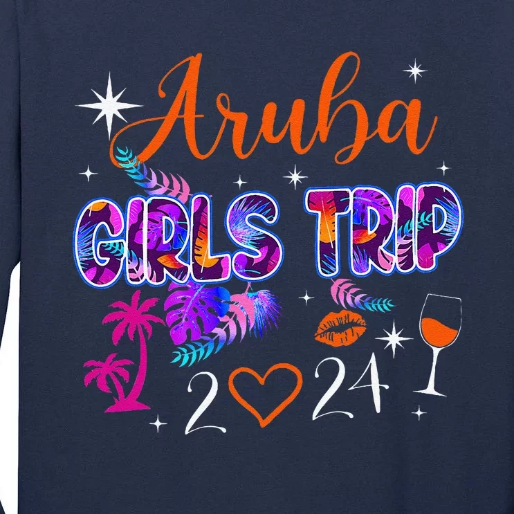 Girl Trip Aruba 2024 Weekend Hello Summer 2024 Vacation Tall Long Sleeve T-Shirt