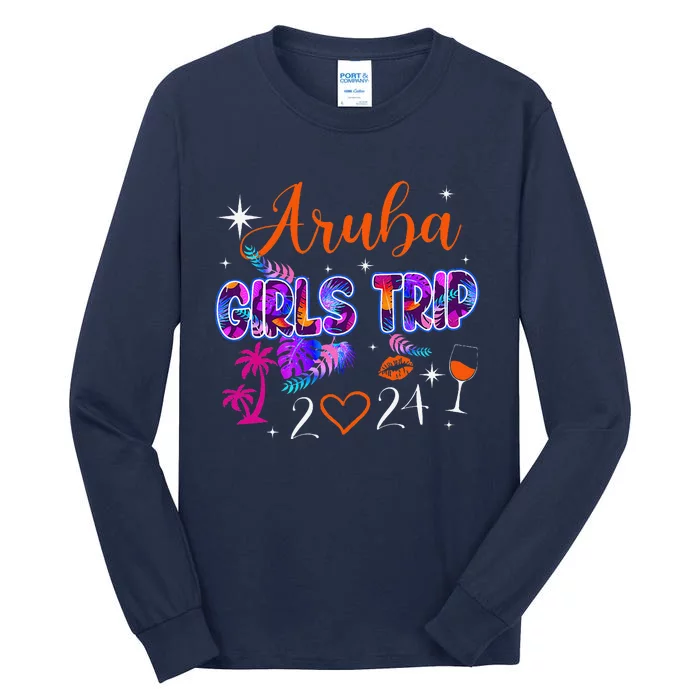 Girl Trip Aruba 2024 Weekend Hello Summer 2024 Vacation Tall Long Sleeve T-Shirt