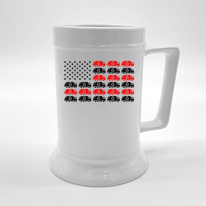 Garbage Trump American Flag Vote Trump Front & Back Beer Stein