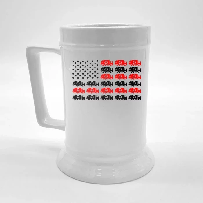 Garbage Trump American Flag Vote Trump Front & Back Beer Stein