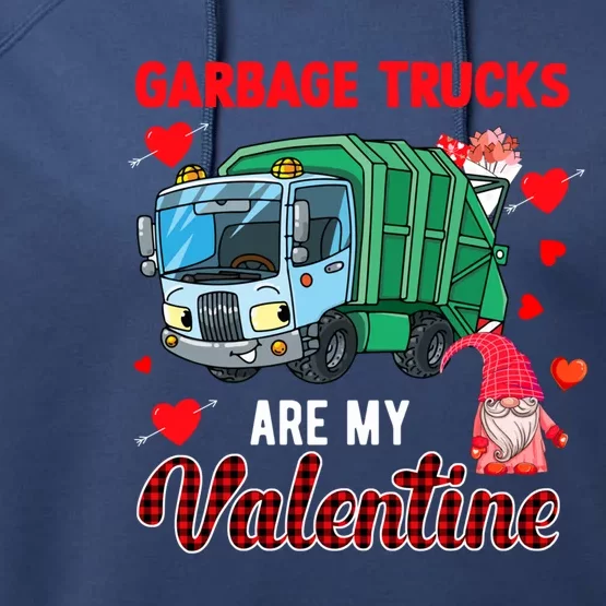 Garbage Truck Are My Valentine Hearts Funny Biker Lover Gift Performance Fleece Hoodie