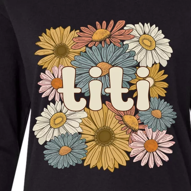 Groovy Titi Auntie Flowers Cute Titi Aunt Gift Womens Cotton Relaxed Long Sleeve T-Shirt