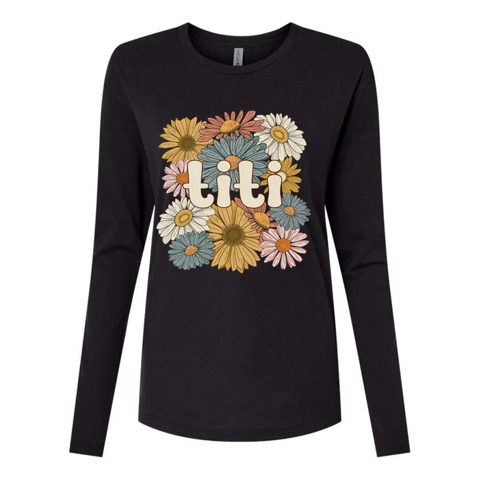 Groovy Titi Auntie Flowers Cute Titi Aunt Gift Womens Cotton Relaxed Long Sleeve T-Shirt