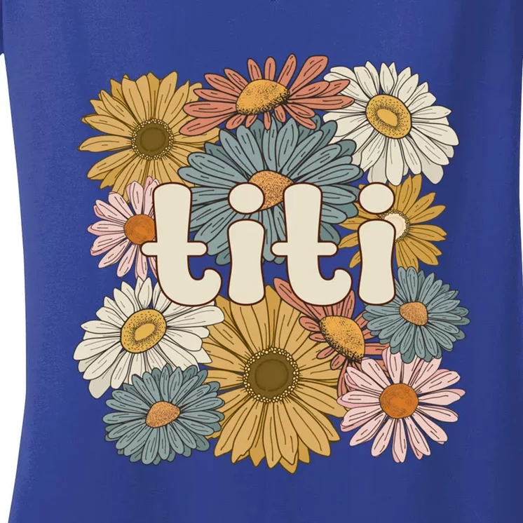 Groovy Titi Auntie Flowers Cute Titi Aunt Gift Women's V-Neck T-Shirt