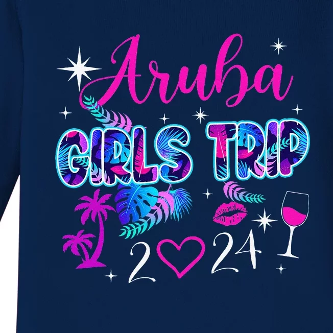 Girl Trip Aruba 2024 Weekend Hello Summer 2024 Vacation Baby Long Sleeve Bodysuit