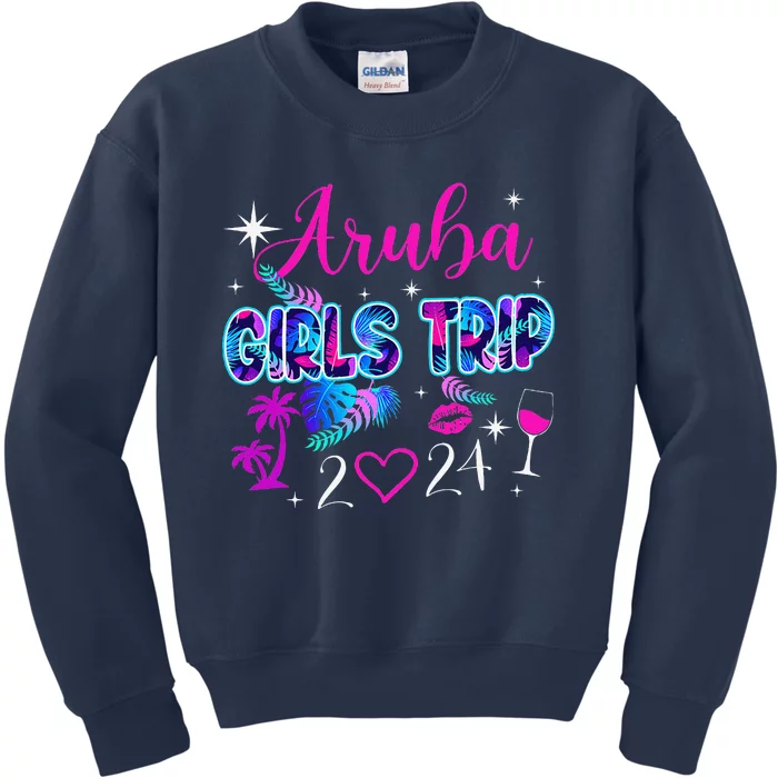 Girl Trip Aruba 2024 Weekend Hello Summer 2024 Vacation Kids Sweatshirt