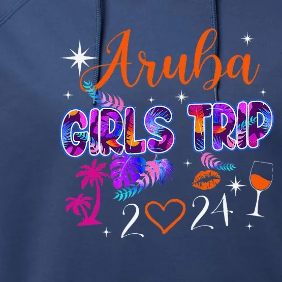 Girl Trip Aruba 2024 Weekend Hello Summer 2024 Vacation Performance Fleece Hoodie