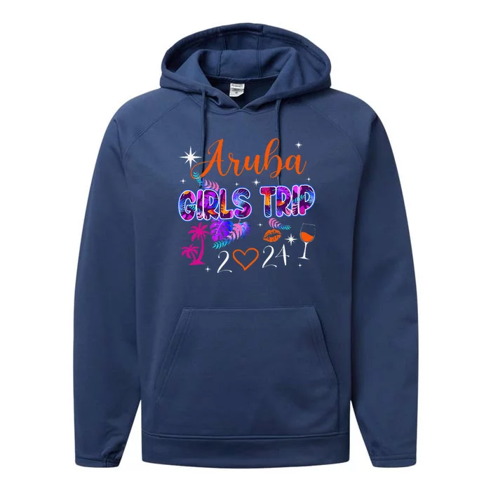 Girl Trip Aruba 2024 Weekend Hello Summer 2024 Vacation Performance Fleece Hoodie