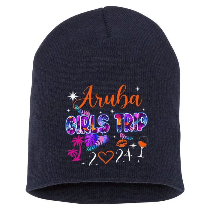 Girl Trip Aruba 2024 Weekend Hello Summer 2024 Vacation Short Acrylic Beanie