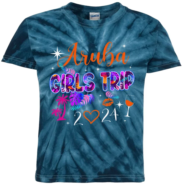 Girl Trip Aruba 2024 Weekend Hello Summer 2024 Vacation Kids Tie-Dye T-Shirt