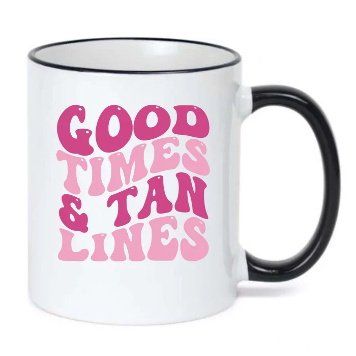 Good Times And Tan Lines Summer Groovy Black Color Changing Mug