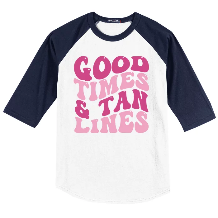 Good Times And Tan Lines Summer Groovy Baseball Sleeve Shirt